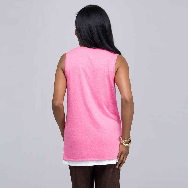 Double Layer Tank Top., Bright Raspberry and White, large image number 1
